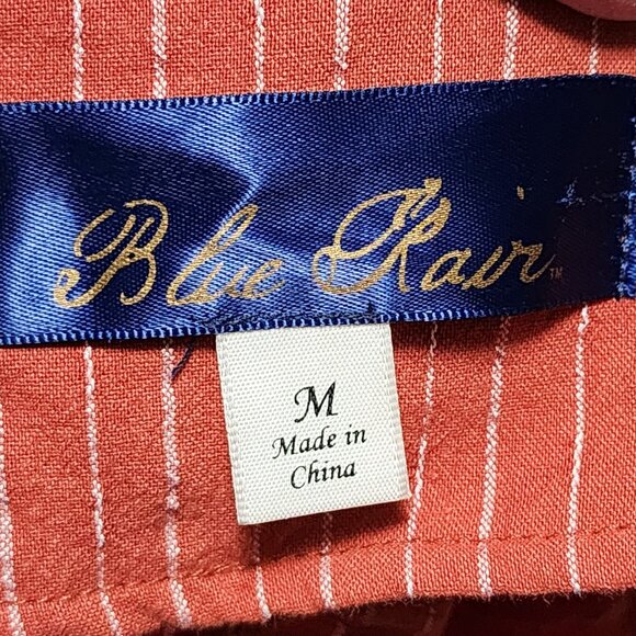 Blue Rain Orange Pinstripe High Rise Tie Front Wide Leg Pants - Picture 6 of 7